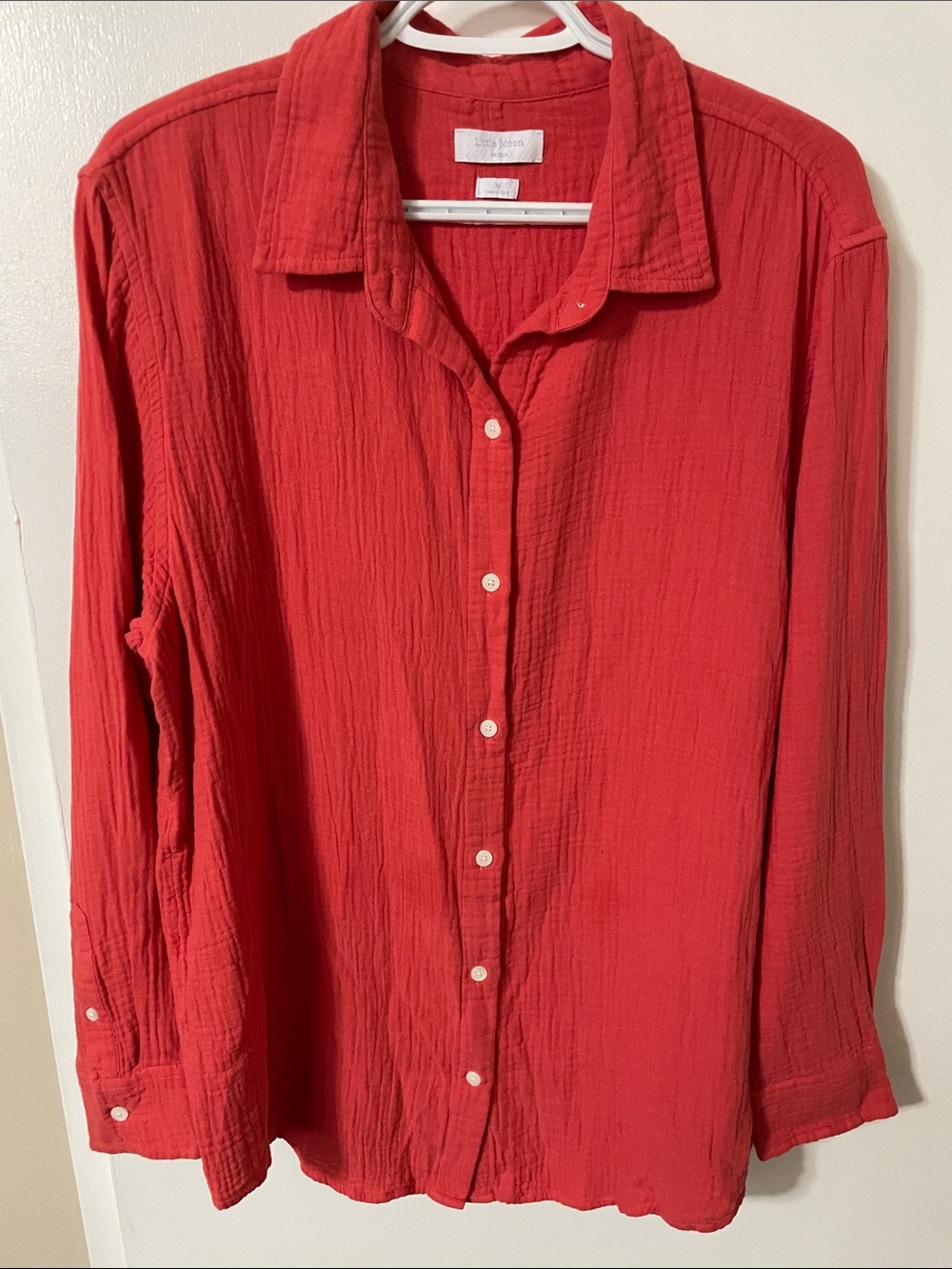 Aritzia Little Moon Coral Gauze Cotton Button-Up Shirt Size Medium